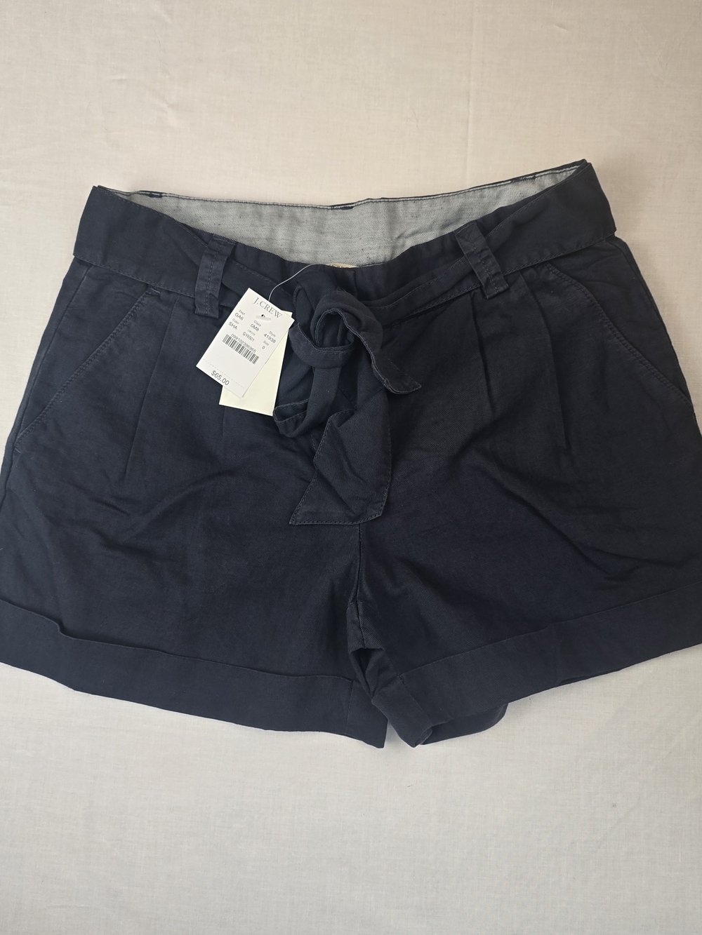 J. Crew Navy Tie-Waist Bermuda Shorts